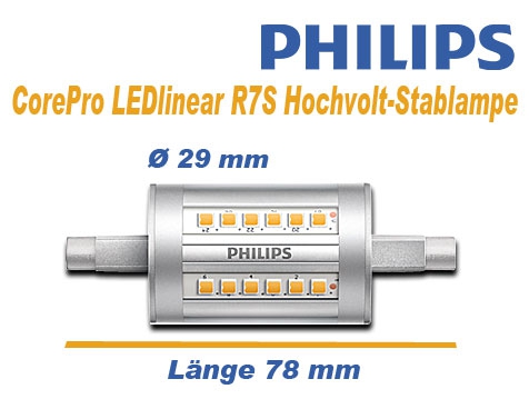Philips LED Stablampe L78mm / 950 Lumen / 7,5-60W / R7S / 220-240 V / 3.000 K / 830 Warmweiß