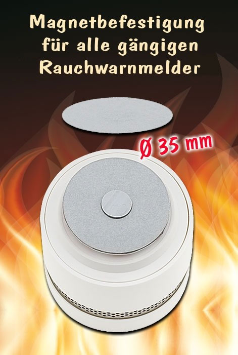 Magnetbefestigung für alle gängigen Rauchwarnmelder / einfach zum Kleben