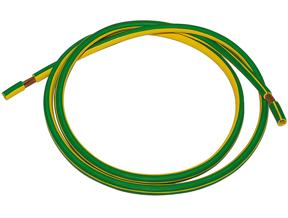 PVC-Aderleitung H07V-K / Yf 16 gelb/grün / beidseitig abisoliert / 19/20 mm / 1,3 m