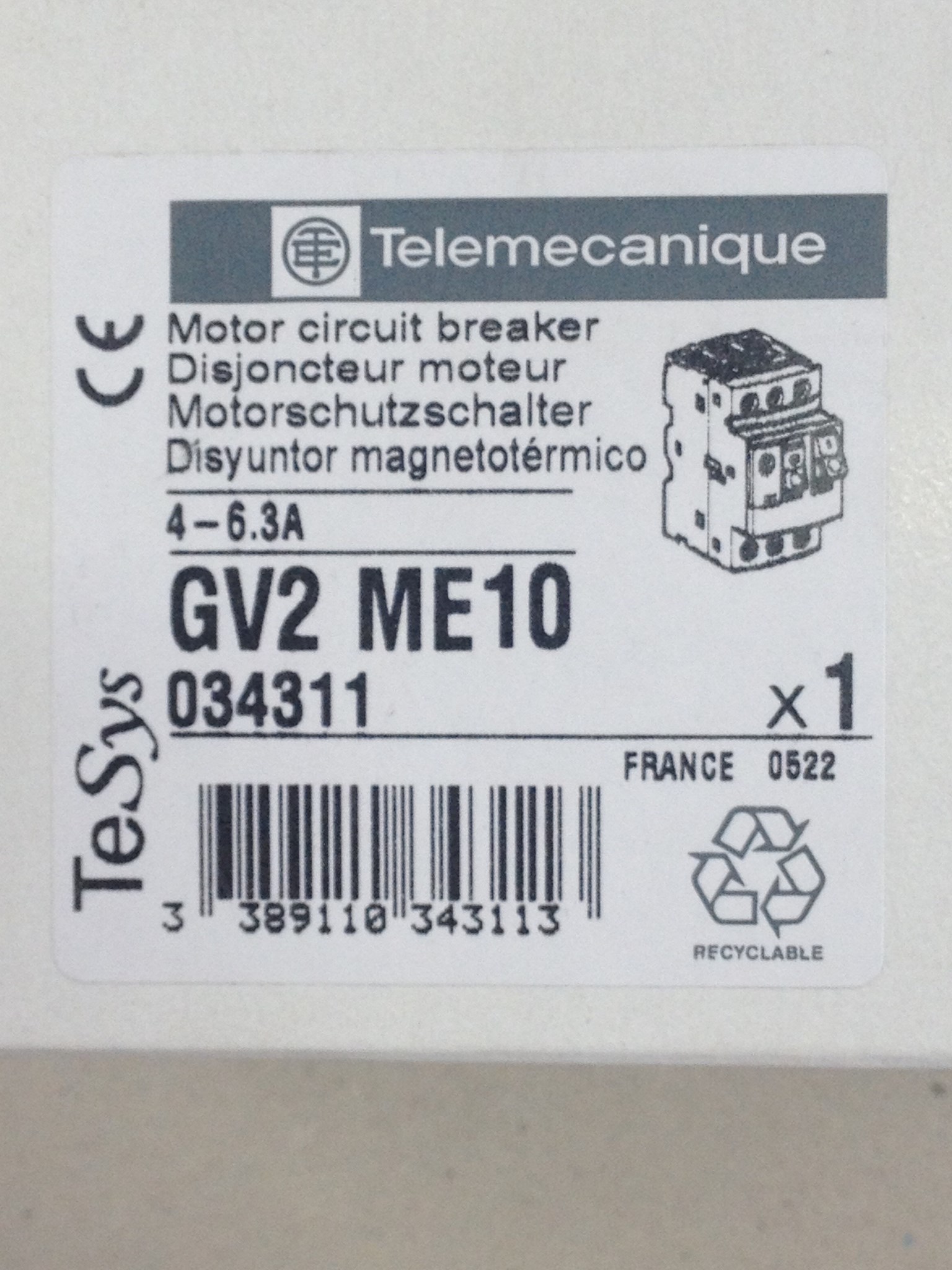 MOTORSCHUTZSCH.4-6,3A GV2ME10 034311