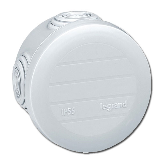 Legrand FR-Abzweigdose IP55 rund / Ø 60 Höhe 40mm / 4 Membran Einführungen / grau