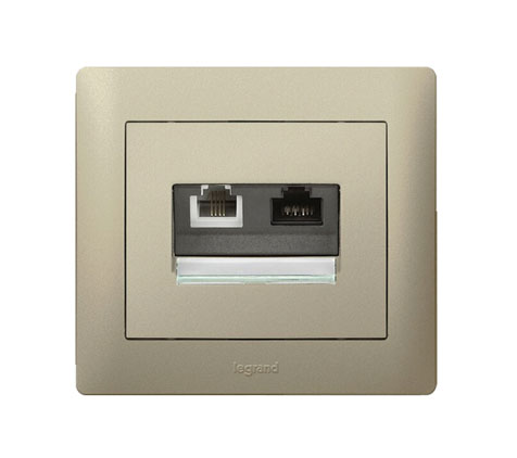 Legrand Galea Life Titanium Abdeckung VDI 30° RJ 45 Beschriftungsträger