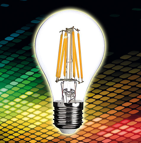 NV LED-Filament-Glühlampe A60 / 600 Lumen / 6W / E27 / 12V / 360 Grad / A++ / 2.700K / 827 Warmweiß klar