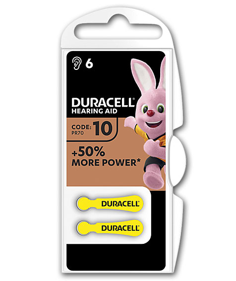 DURACELL HÖRGERÄTEBATTERIE ZINK LUFT 1,45V / DA10 / PR70 / 6er Blister
