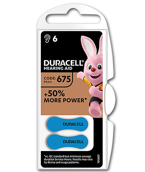 DURACELL HÖRGERÄTEBATTERIE ZINK LUFT 1,40V /DA675 / PR44 / 6er Blister