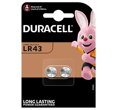 DURACELL ELECTRONICS ALKALINE KNOPFZELLE 1,50V / 73mAh / LR43 / I86 / KA43 / 2er Blister