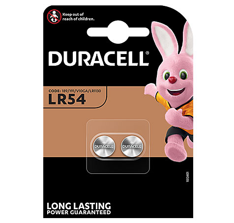 DURACELL ELECTRONICS ALKALINE KNOPFZELLE 1,50V / 65mAh / LR54 / I89 / KA54 / 2er Blister