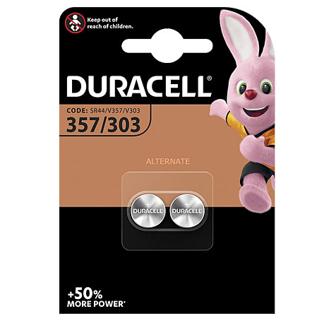 DURACELL ELECTRONICS SILVER OXIDE KNOPFZELLE 1,50V / 190mAh / 357/303 / SR44W / KS76 / DL57-7257 2er Blister