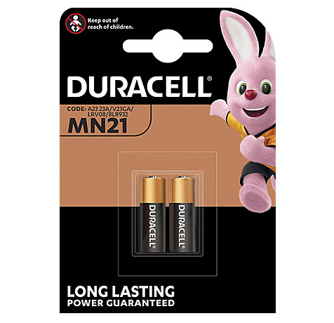 DURACELL SICHERHEIT ALKALINE 12,00V / 33mAh / MN21 / A23 / K23A / LRV08 / 2er Blister