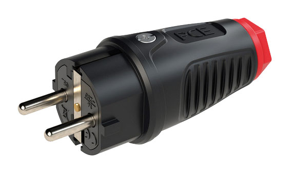 Vollgummi-Schukostecker Taurus 2 / IP54 / schwarz/rot