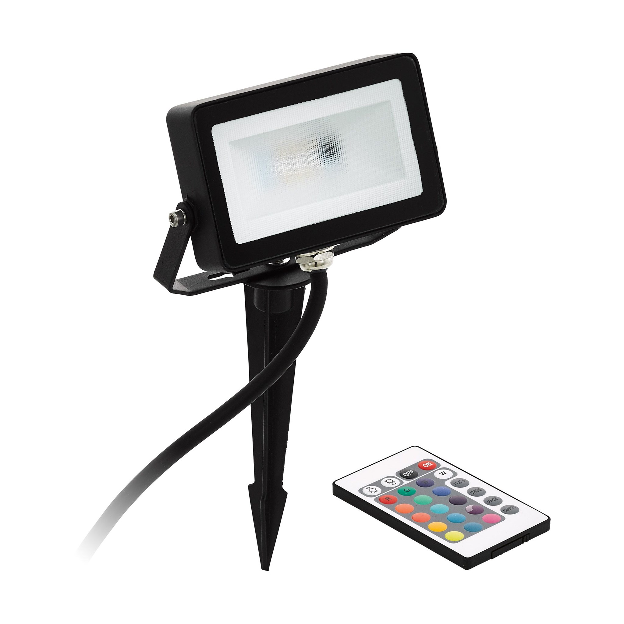 LED-Flutlichtstrahler Faedo 4 mit Farbwechsel, Erdspieß + inkl. Fernbedienung / 900lm / 10W / 3.000K / ww + RGB / IP44