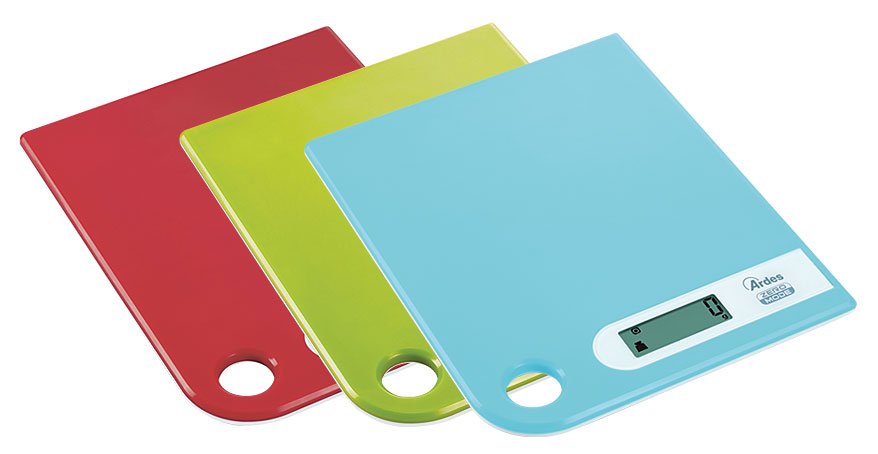 3er Set Digitale Küchenwaagen mit je 1 x rot / grün / türkis