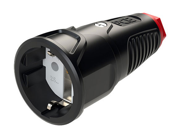 Gummi-Schukokupplung TAURUS 2 / schwarz/rot / IP20 / 16A / 250V AC / 3p (2P+E)