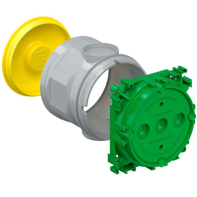 Geräteverbindungsdose Betonbau 60/82 mm + Montagedeckel