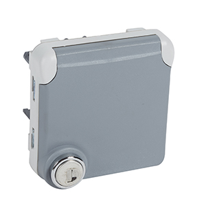 FR Steckdose (SL) 1-fach IP44 inkl. Schloss / Modular Plexo 55 grau