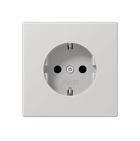 Jung Schuko Steckdose 1-fach mit Federklemmen, 70 x 70 mm, 16A 250V~, Duroplast,  lichtgrau