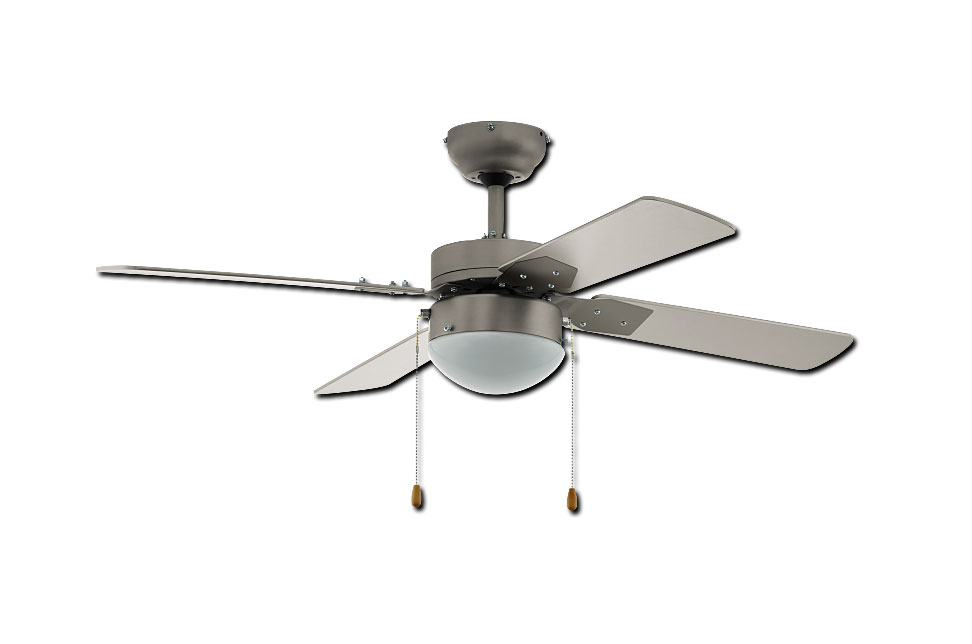 Deckenventilator GELSINA mit Licht / 4-flügelig / silber 