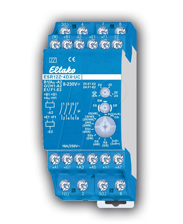 Eltako Stromstoßschalter elektronisch ESR12Z-4DX-UC / 4-fach, 1 Schließer, 250V/16A