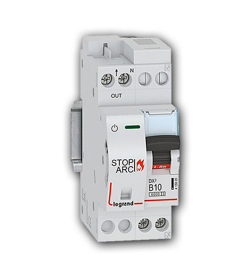 DX3 AFDD Brandschutzschalter mit LS-Schalter B10 A, 1P+NR, 6kA, 230VAC, 2TE