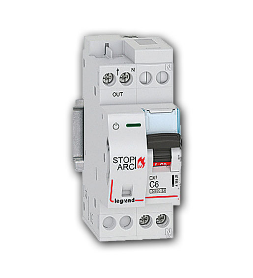DX3 AFDD Brandschutzschalter mit LS-Schalter C6 A, 1P+NR, 6kA, 230VAC, 2TE
