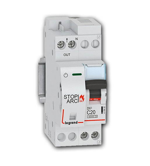 DX3 AFDD Brandschutzschalter mit LS-Schalter C20 A, 1P+NR, 6kA, 230VAC, 2TE