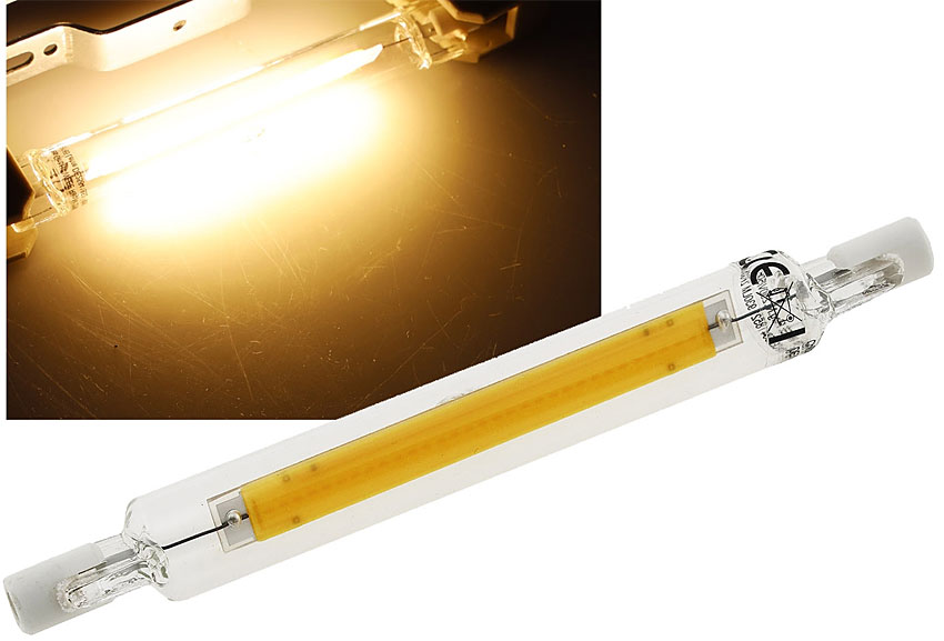 LED Hochvoltstablampe RS118 COB8 / 930 Lumen / 8W / R7s / 230V / 118mm / 2.900 K / Warmweiß
