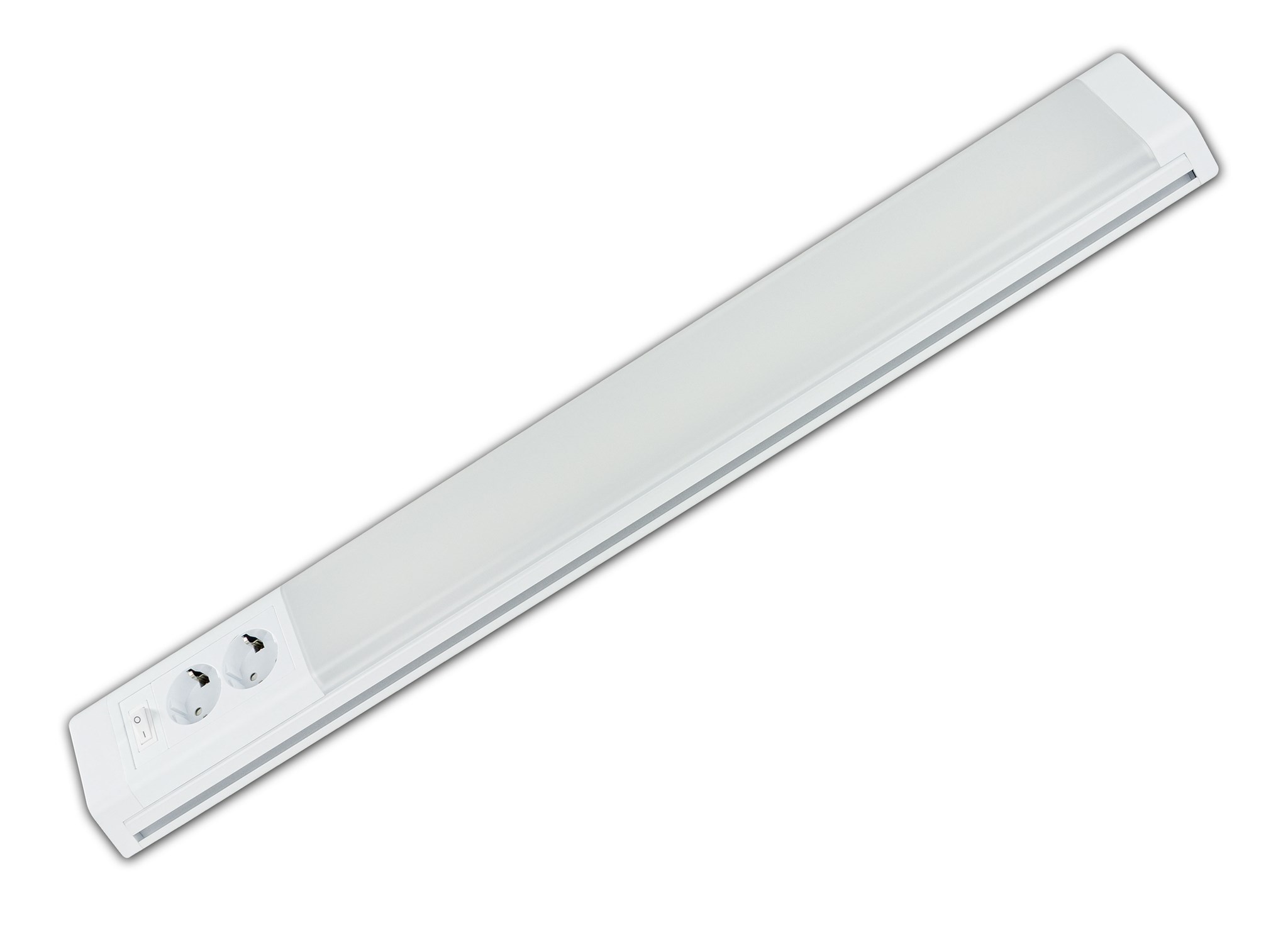 LED-Unterbauleuchte PENTA für die Eckmontage / 1.450 Lumen / 15W / 4.000 K / 2 x Steckdosen / L 760 mm