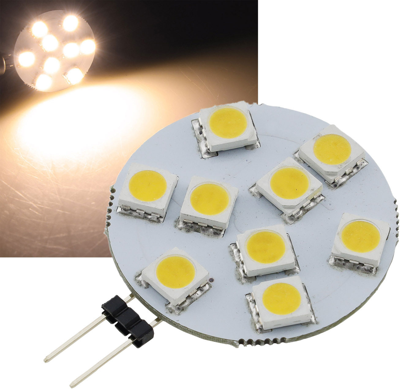 LED NV Stiftsockellampe HL-9 / 120lm / 1,2W / G4 / 12V / 120° / 3.000K / ww