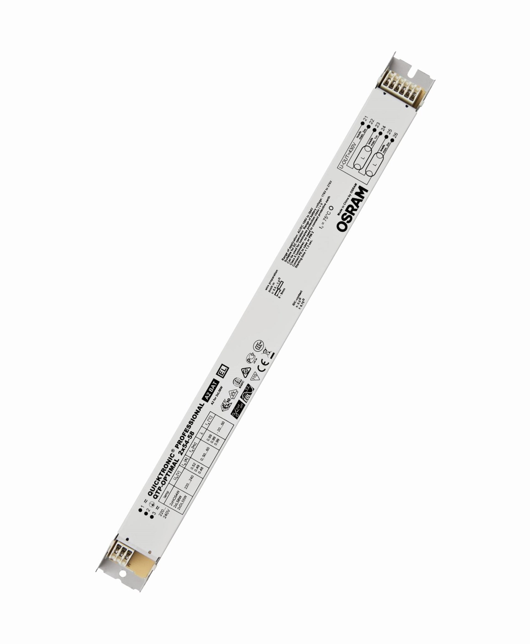 Vorschaltgerät QUICKTRONIC PROFESSIONAL OPTIMAL 2x54-58 / 220-240 V