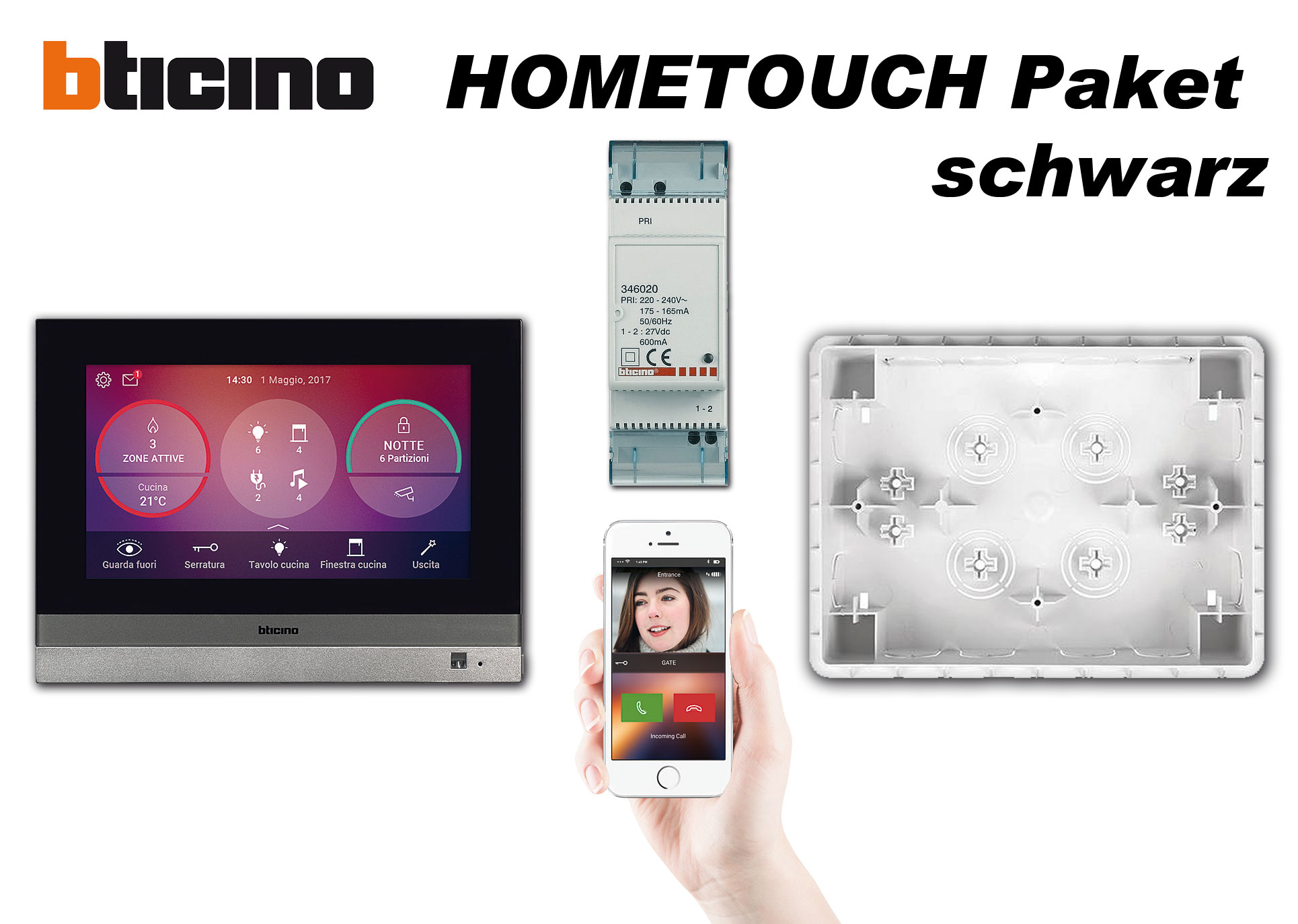 Bticino HOMETOUCH Paket schwarz