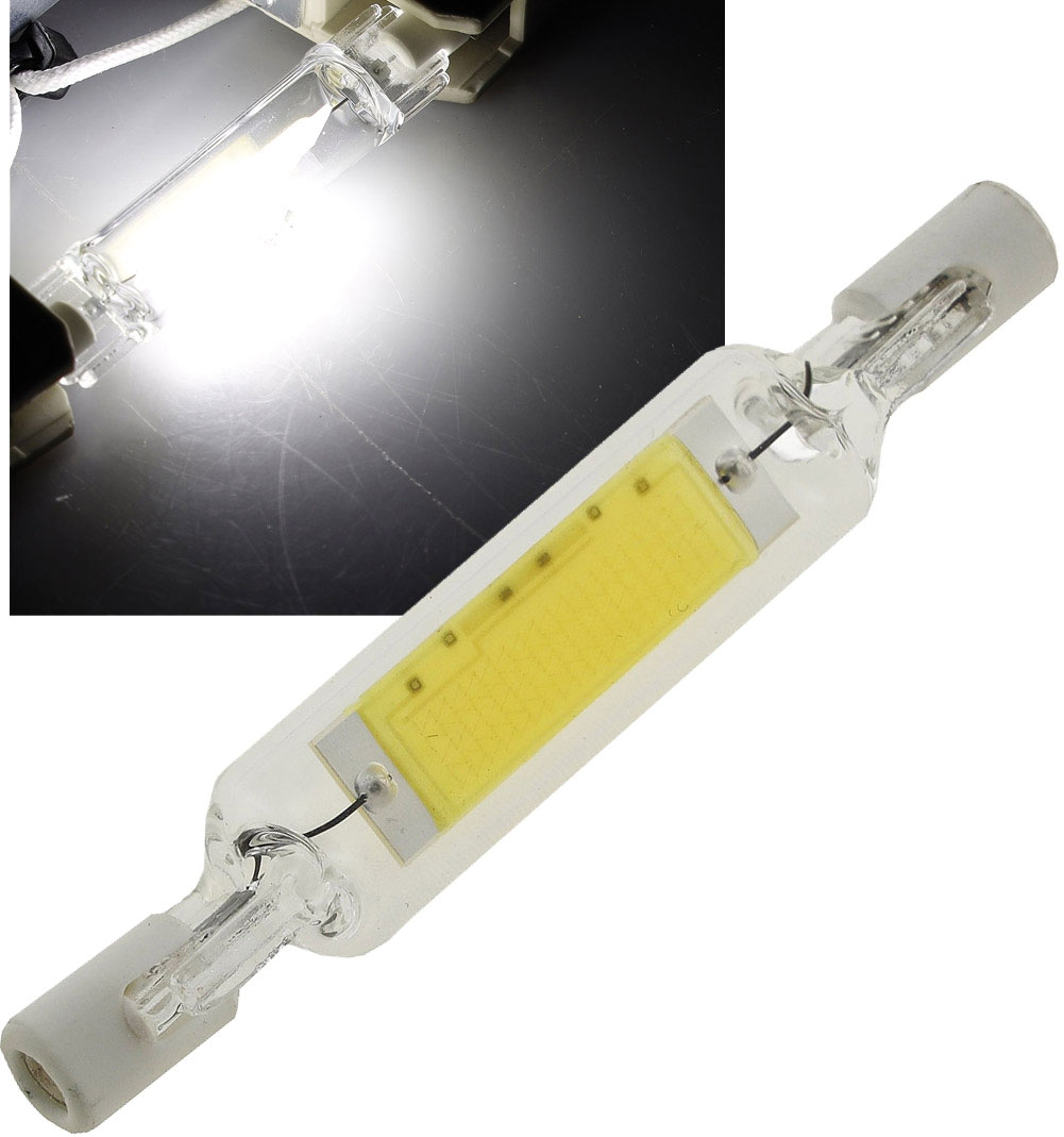 LED Hochvoltstablampe Glas RS78 / 450 Lumen / 5W / R7s / 230V / 78mm / 4.200 K / Neutralweiß