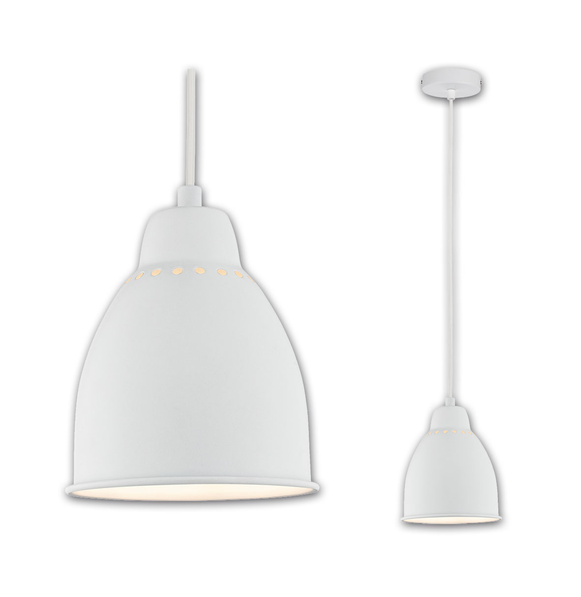 Pendelleuchte Neordic Hilla E27 für max 1x40W / weiß-Metall