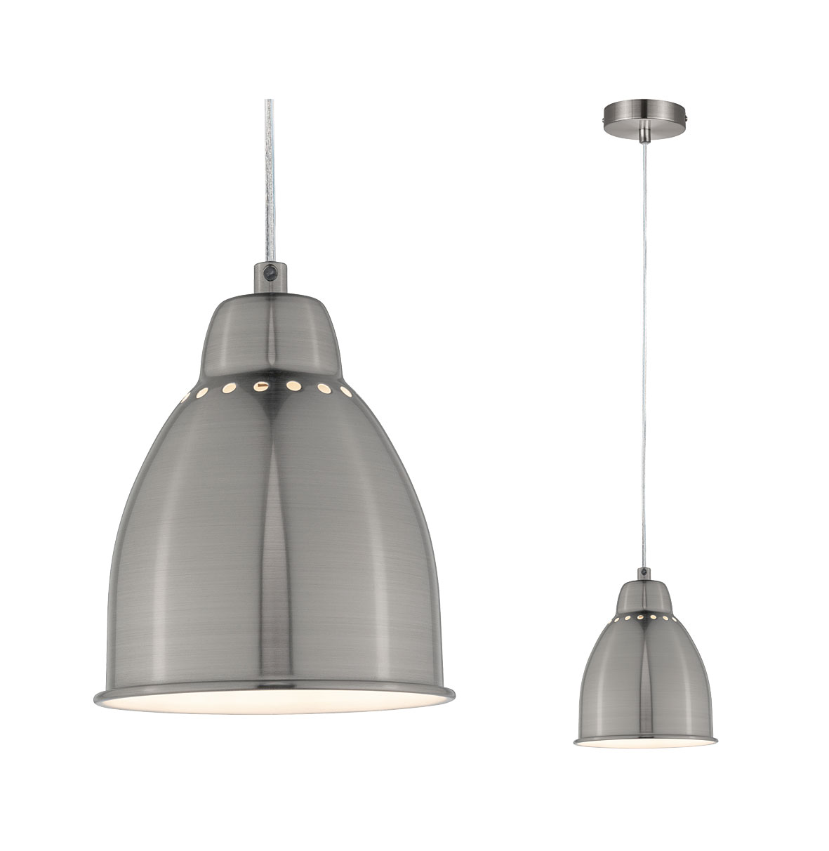 Pendelleuchte Neordic Hilla E27 für max 1x40W / Eisen gebürstet – Metall