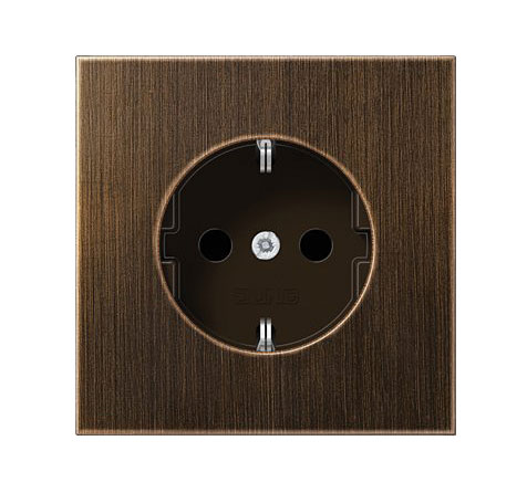 Jung Schuko Steckdose 1-fach / Serie LS / Messing Antik