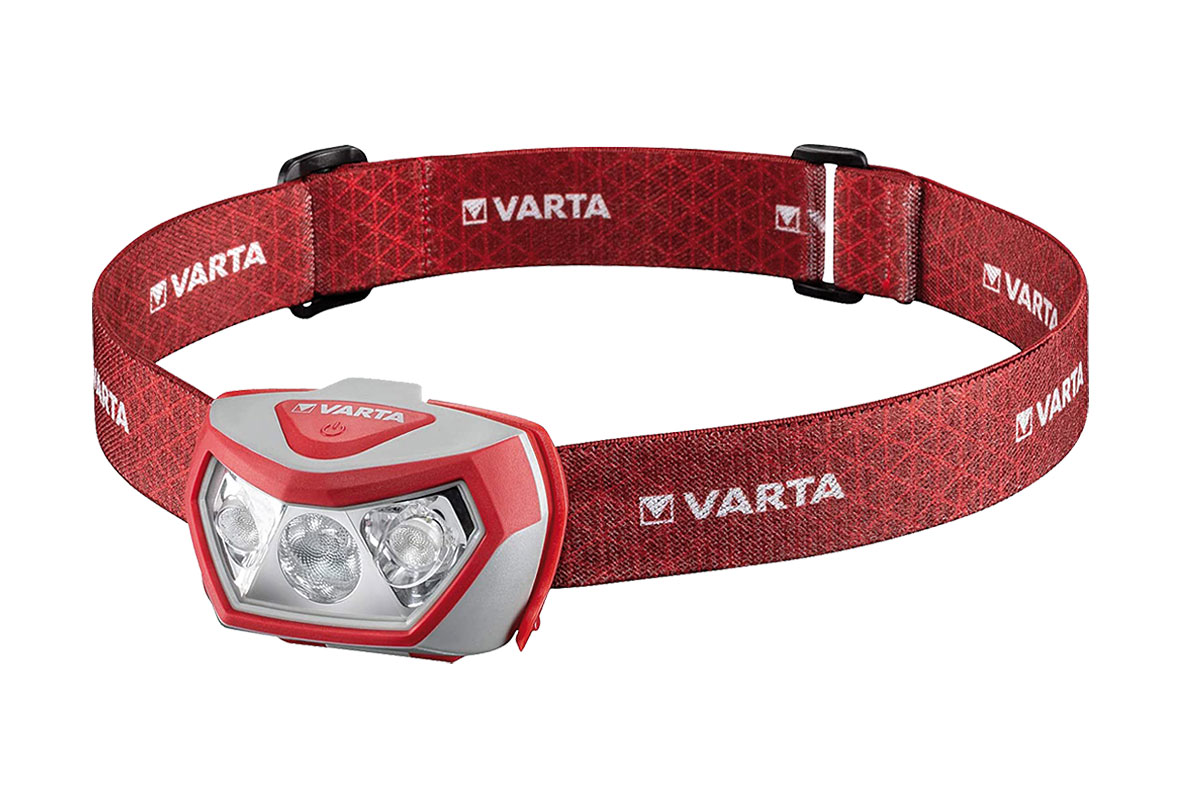 Varta Outdoor Sports H20 Pro LED-Stirnlampe inkl. 3AAA / 200 Lumen / 3 Lichtmodi / rote LED für Nachtsicht