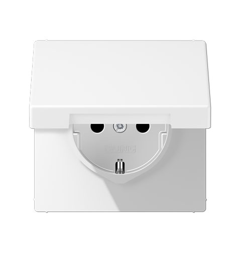 Jung Schuko-Steckdose 16A 250V mit Klappdeckel bruchsicher schneeweiß matt