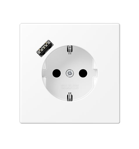 Jung Schuko-Steckdose mit USB Typ A schneeweiß matt