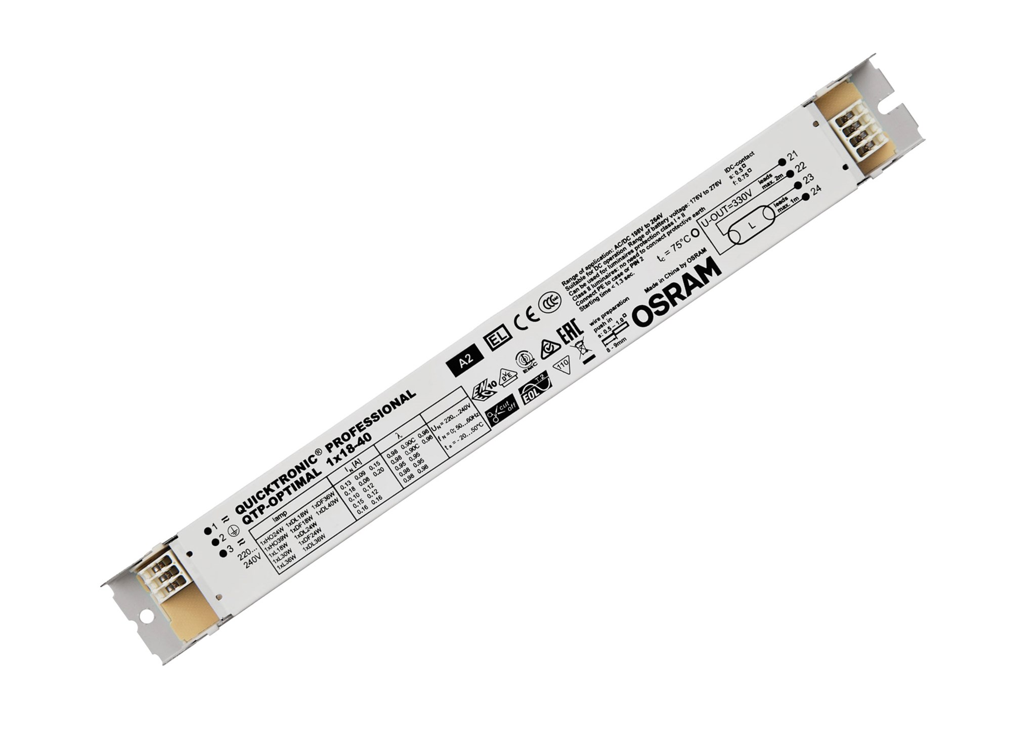 Elektronisches Vorschaltgerät EVG QUICKTRONIC® PROFESSIONAL OPTIMAL 1X18-40W / VS20 / 220-240V