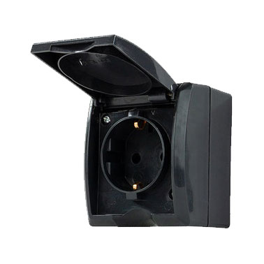 AP-FR AquaForm Steckdose IP44 / 1-fach mit Klappdeckel / 2-polig / anthrazit