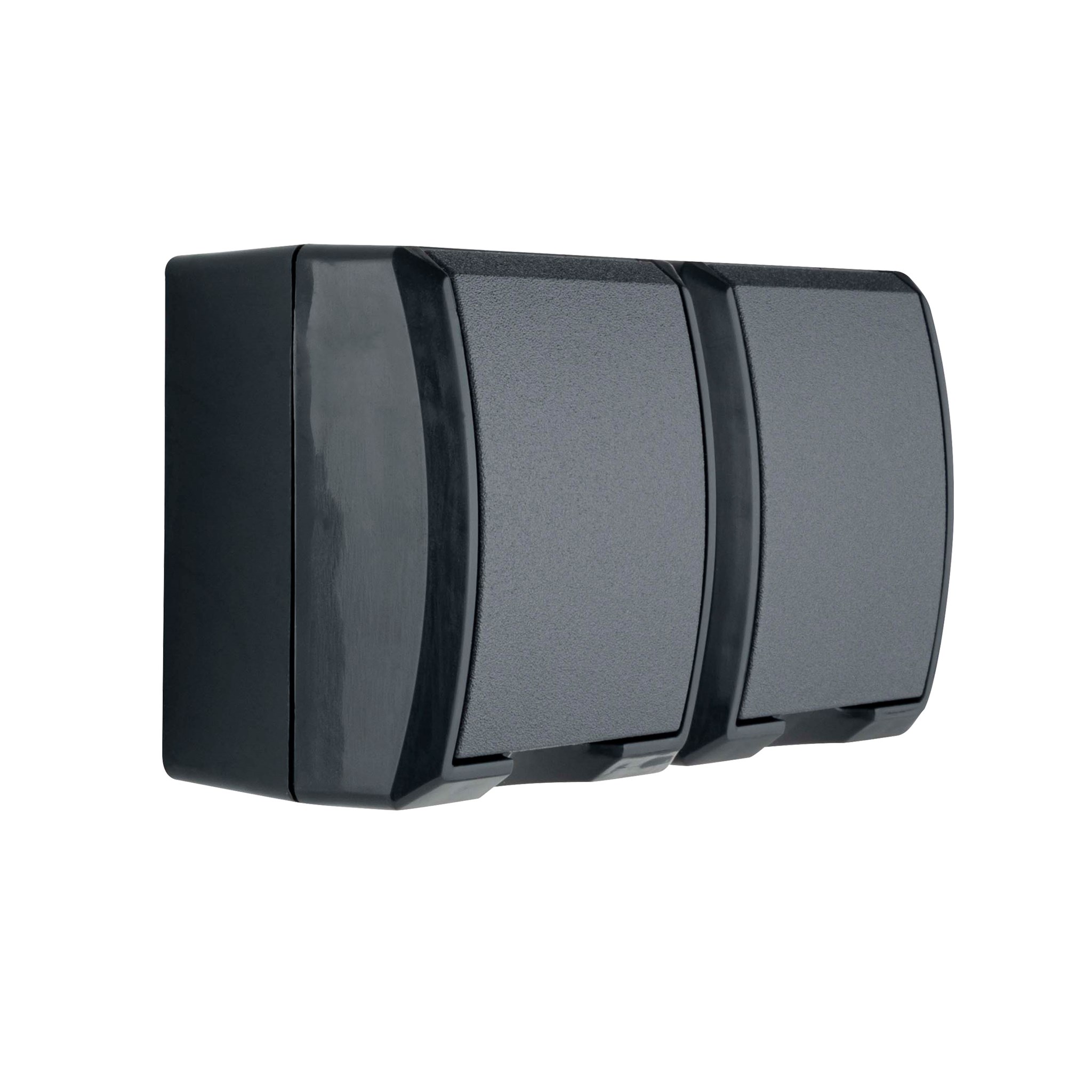 AP-FR AquaForm Steckdose IP44 / 2-fach / waagerecht / 2-polig / anthrazit