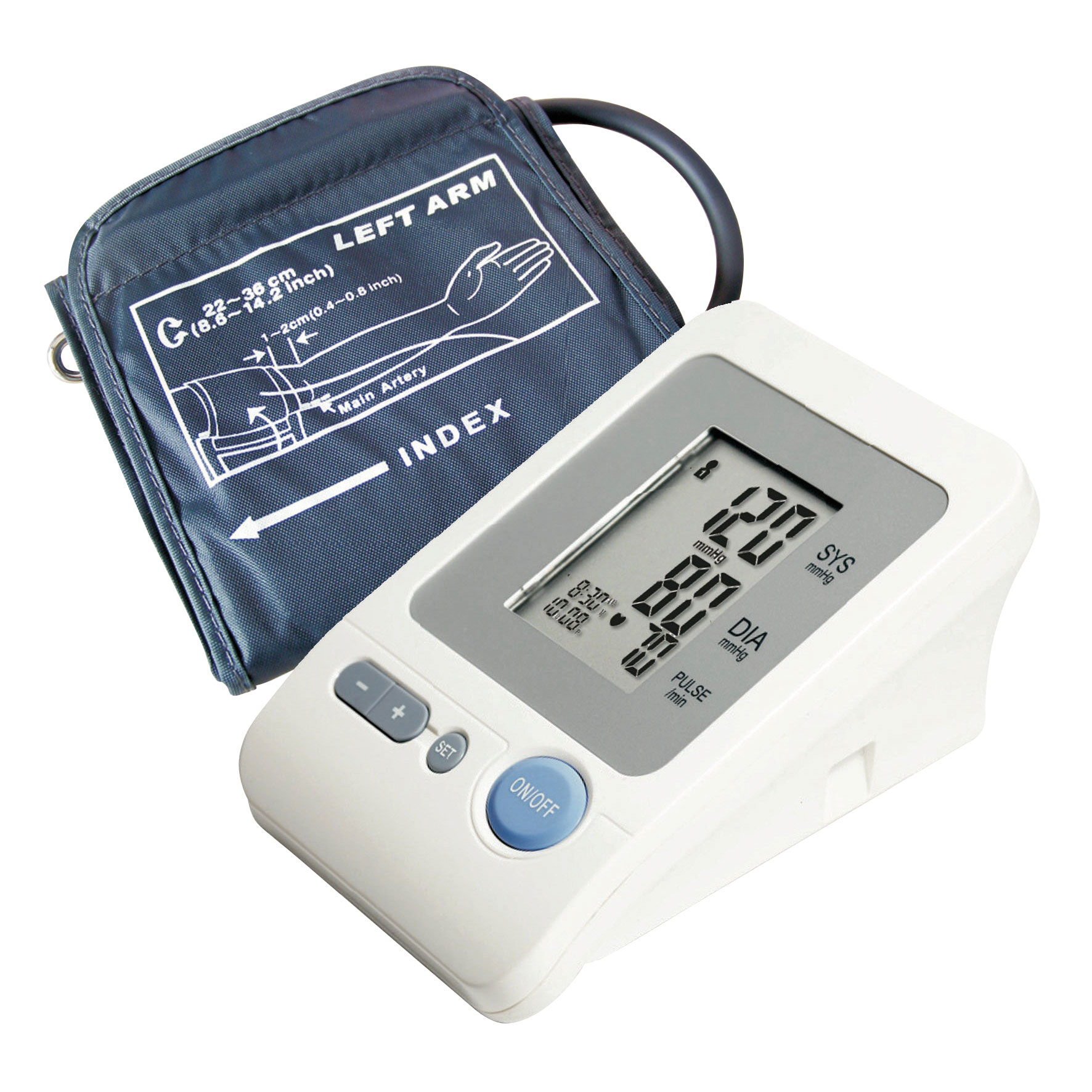 Oberarmblutdruckmessgerät inkl. 4xAA Batterien / 120 Speicher / LCD-Display