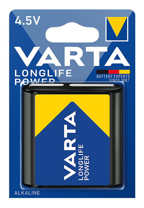 Varta Longlife Power Alkaline Flachbatterie 4,5V / 1er Blister - V4912