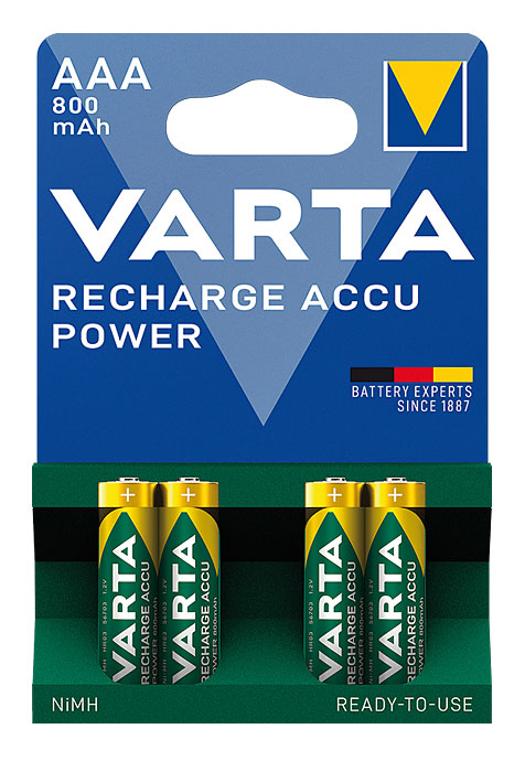 Varta Recharge Akku Power NiMH Akku Micro 1,2V / 800mAh / V56703 - 4er Blister