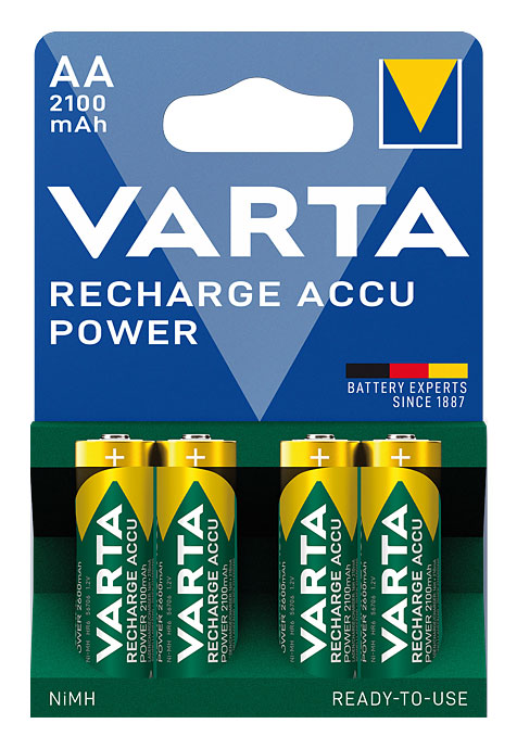Varta Recharge Akku Power NiMH Akku Mignon 1,2V / 2.100mAh / V56706 - 4er Blister