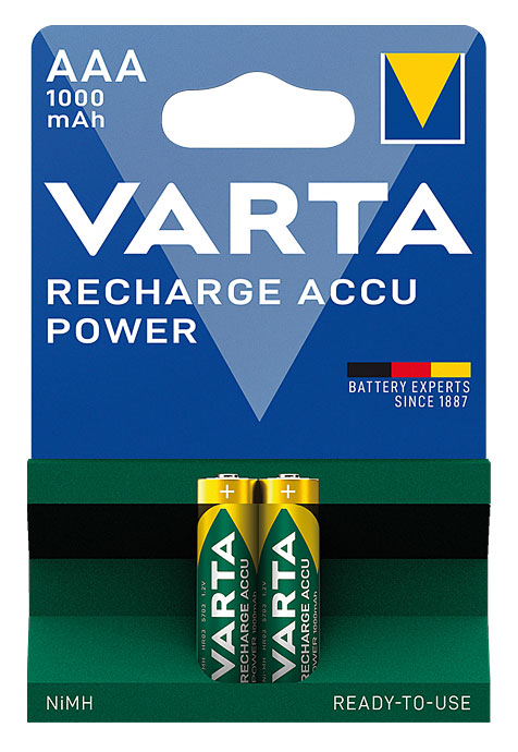 Varta Recharge Akku Power NiMH Akku Micro 2xAAA / 1.000 mAh / 1,2V / V05703 / V5703 - 2er Blister