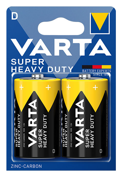  Varta Super Heavy Duty Zink-Carbon D Mono 2XD / 1,5V / R20P / MN1300 - 2er Blister / V2020