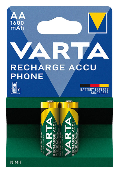 Varta Recharge Akku Phone für Schnurlostelefon HR6 Mignon Ni-MH / 1,2V / 1.600mAh / Art. T399 / V58399