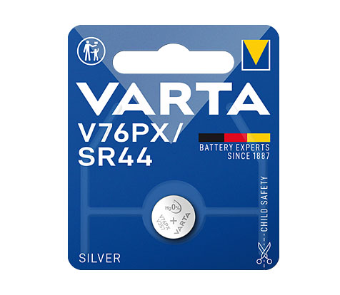 Varta Electronics Silberoxid Fotobatterie Knopfzelle 1,55V / 145 mAh / 4075 / SR44 / 357/303 / EPX76 / V4075 / V76PX - 1er Blister