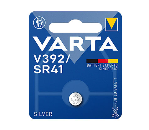 Varta Knopfzelle Silberoxyd / 1,55 V / 40 mAh / SR41 / SR41W / 392/384 / 392 / SR41 / V392 - 1er Blister