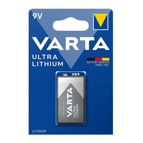 Varta Professional 9V Ultra Lithium E-Block Batterie, ideal für Rauchmelder / V6122 - 1er Blister